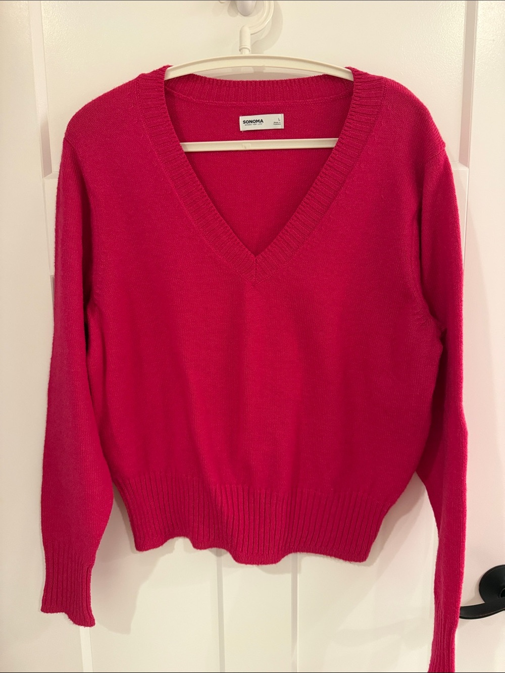 Sonoma V-Neck Sweater in Hot Pink